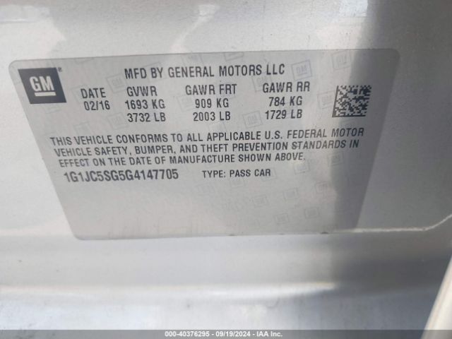 Photo 8 VIN: 1G1JC5SG5G4147705 - CHEVROLET SONIC 