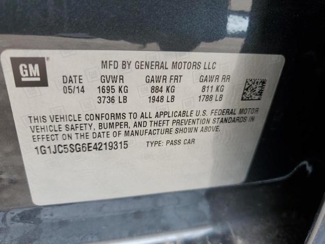 Photo 11 VIN: 1G1JC5SG6E4219315 - CHEVROLET SONIC LT 