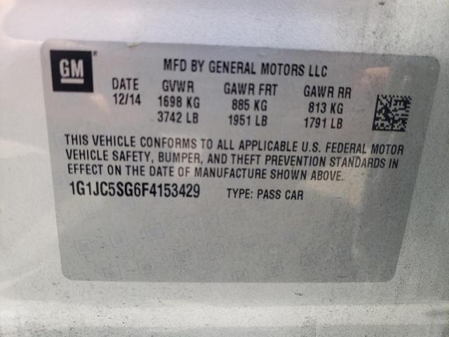 Photo 11 VIN: 1G1JC5SG6F4153429 - CHEVROLET SONIC LT 