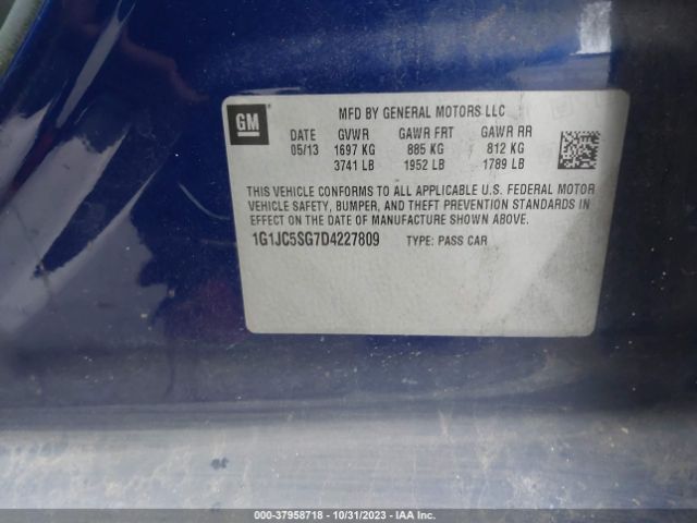 Photo 8 VIN: 1G1JC5SG7D4227809 - CHEVROLET SONIC 