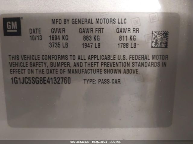 Photo 8 VIN: 1G1JC5SG8E4132760 - CHEVROLET SONIC 