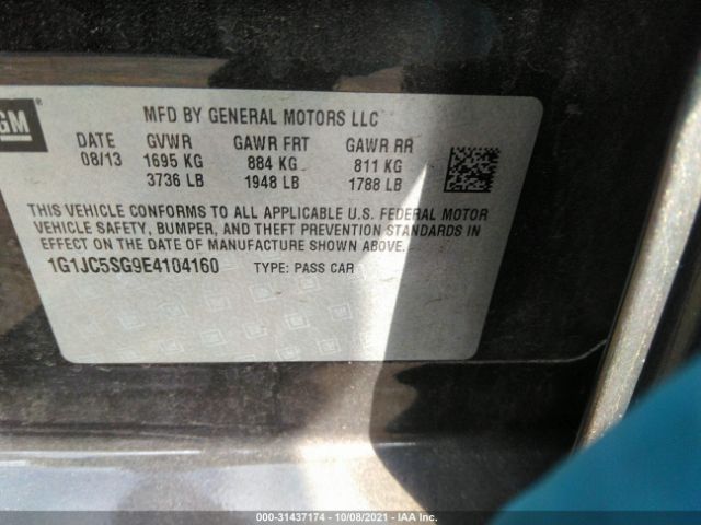 Photo 8 VIN: 1G1JC5SG9E4104160 - CHEVROLET SONIC 