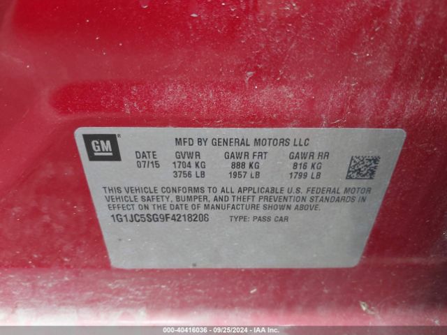 Photo 8 VIN: 1G1JC5SG9F4218208 - CHEVROLET SONIC 