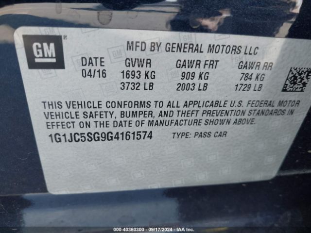 Photo 8 VIN: 1G1JC5SG9G4161574 - CHEVROLET SONIC 