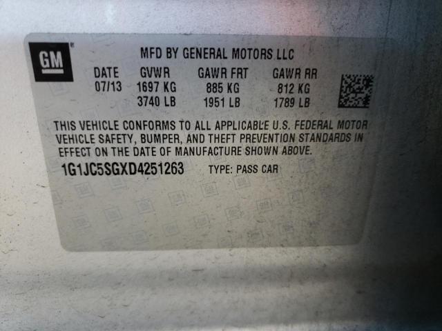 Photo 9 VIN: 1G1JC5SGXD4251263 - CHEVROLET SONIC LT 