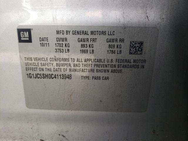 Photo 9 VIN: 1G1JC5SH0C4113948 - CHEVROLET SONIC LT 