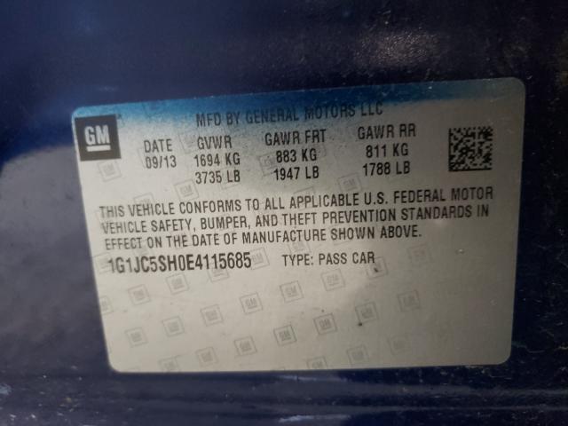 Photo 9 VIN: 1G1JC5SH0E4115685 - CHEVROLET SONIC LT 