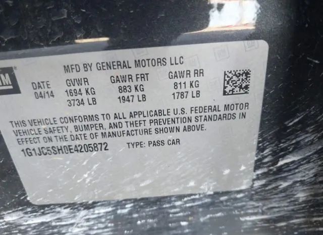 Photo 8 VIN: 1G1JC5SH0E4205872 - CHEVROLET SONIC 