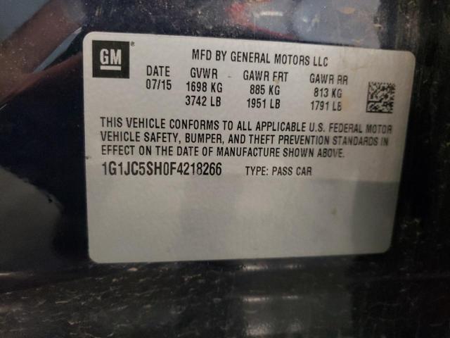 Photo 11 VIN: 1G1JC5SH0F4218266 - CHEVROLET SONIC LT 