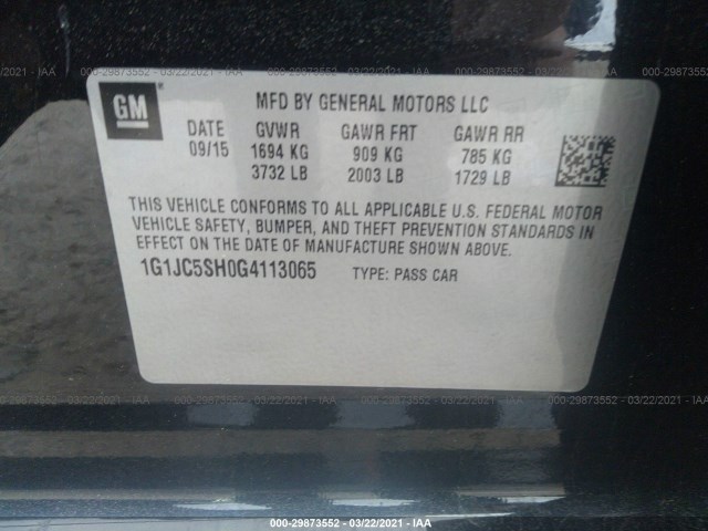 Photo 8 VIN: 1G1JC5SH0G4113065 - CHEVROLET SONIC 