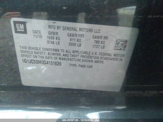 Photo 8 VIN: 1G1JC5SH0G4131629 - CHEVROLET SONIC 