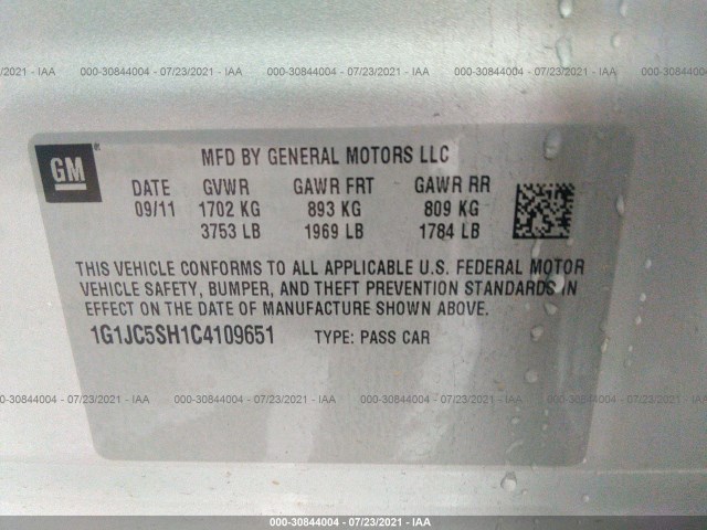 Photo 8 VIN: 1G1JC5SH1C4109651 - CHEVROLET SONIC 