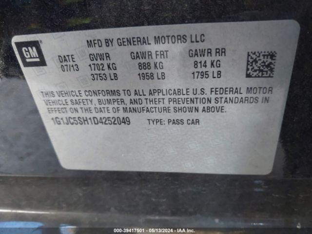 Photo 8 VIN: 1G1JC5SH1D4252049 - CHEVROLET SONIC 