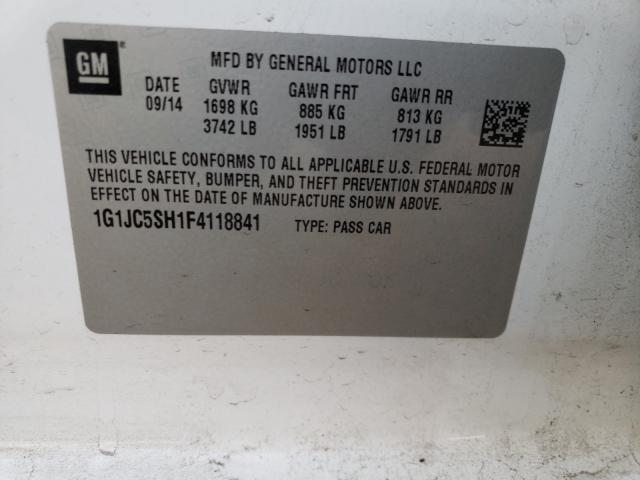 Photo 9 VIN: 1G1JC5SH1F4118841 - CHEVROLET SONIC LT 