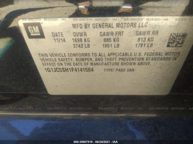 Photo 8 VIN: 1G1JC5SH1F4141584 - CHEVROLET SONIC 