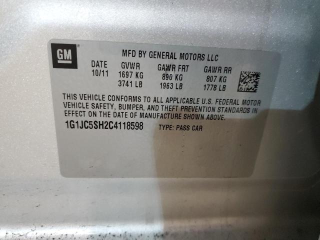 Photo 11 VIN: 1G1JC5SH2C4118598 - CHEVROLET SONIC LT 