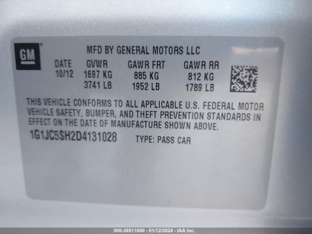 Photo 8 VIN: 1G1JC5SH2D4131028 - CHEVROLET SONIC 