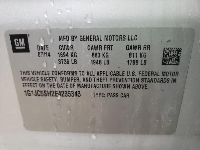 Photo 9 VIN: 1G1JC5SH2E4235343 - CHEVROLET SONIC 