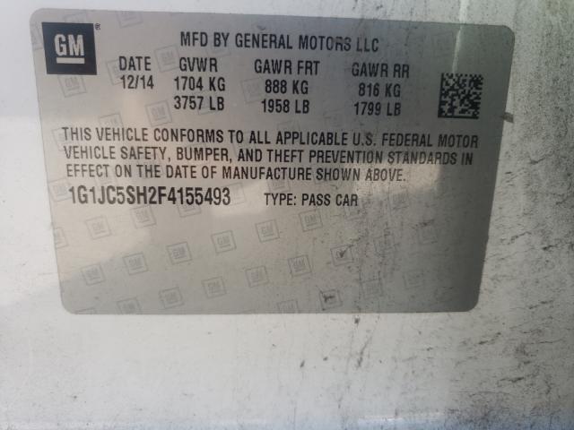 Photo 9 VIN: 1G1JC5SH2F4155493 - CHEVROLET SONIC LT 