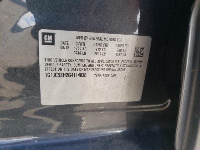 Photo 9 VIN: 1G1JC5SH2G4114038 - CHEVROLET SONIC LT 