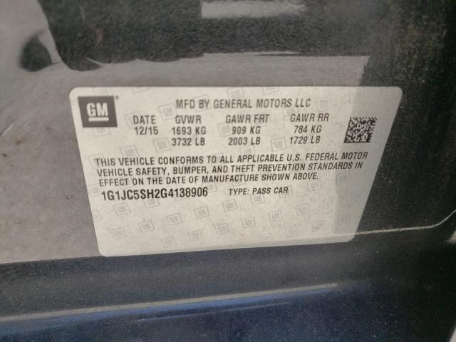 Photo 9 VIN: 1G1JC5SH2G4138906 - CHEVROLET SONIC LT 