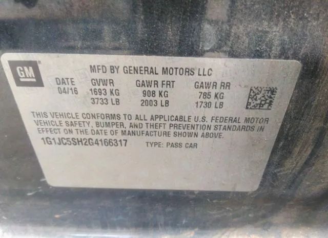 Photo 8 VIN: 1G1JC5SH2G4166317 - CHEVROLET SONIC 