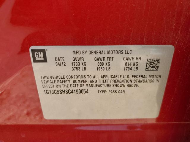 Photo 9 VIN: 1G1JC5SH3C4190054 - CHEVROLET SONIC 