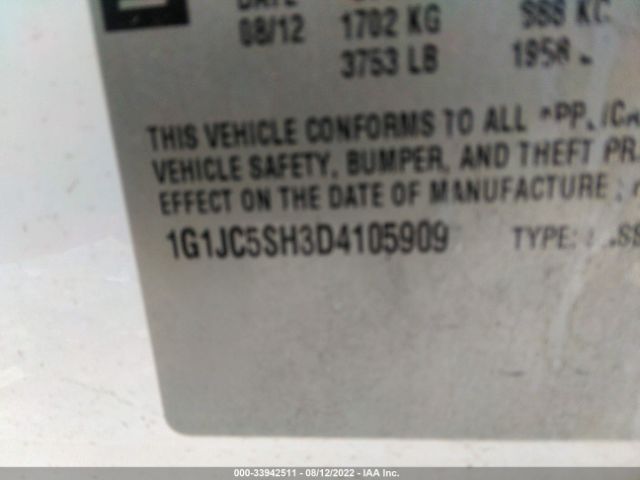 Photo 8 VIN: 1G1JC5SH3D4105909 - CHEVROLET SONIC 