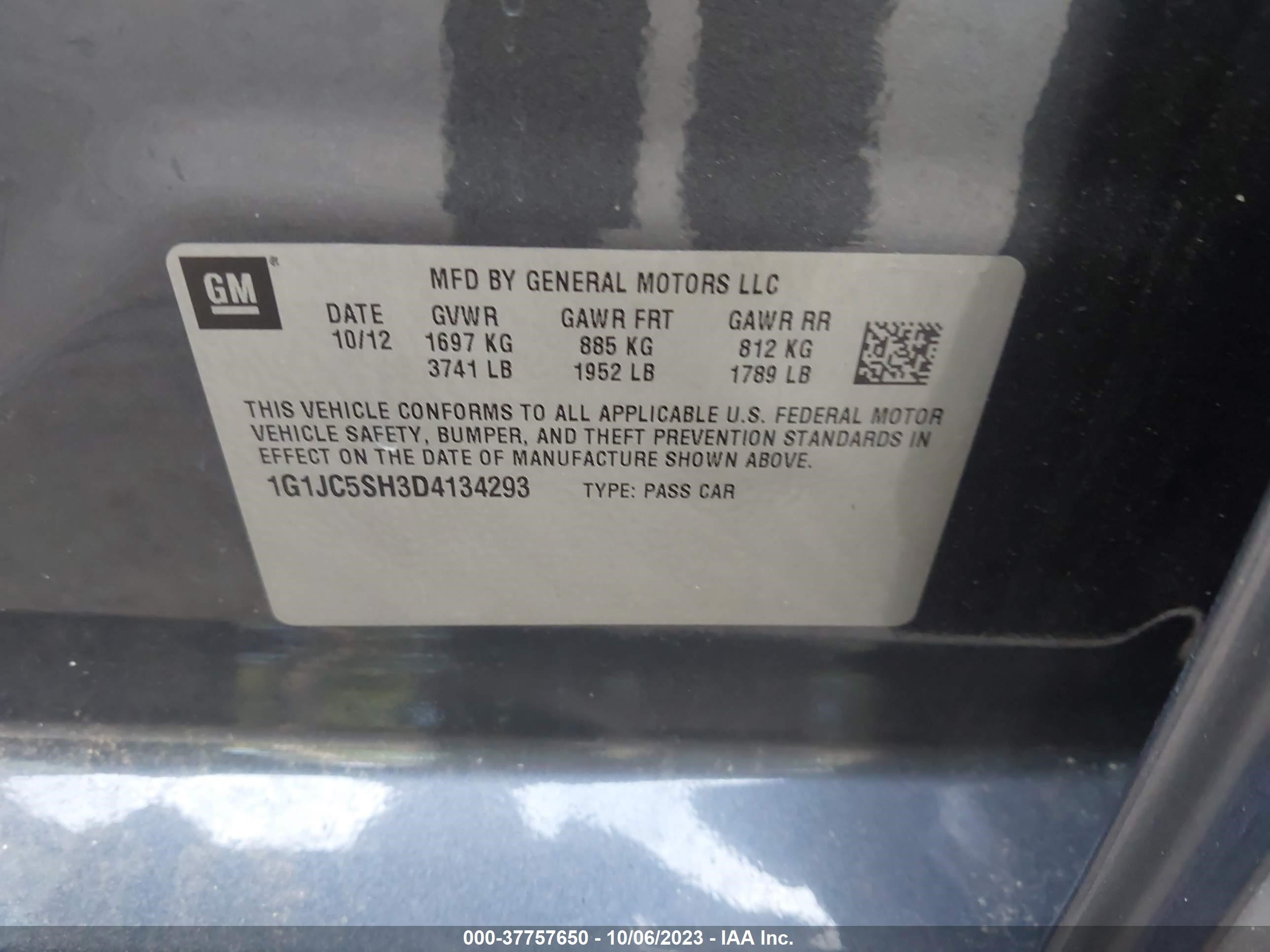 Photo 8 VIN: 1G1JC5SH3D4134293 - CHEVROLET SONIC 