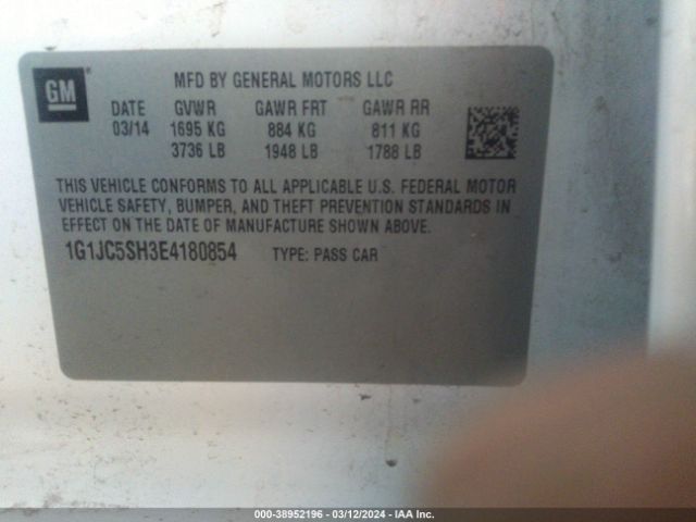 Photo 8 VIN: 1G1JC5SH3E4180854 - CHEVROLET SONIC 