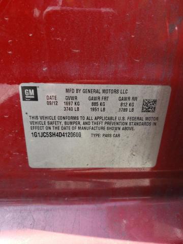 Photo 11 VIN: 1G1JC5SH4D4120600 - CHEVROLET SONIC LT 