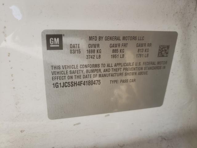 Photo 9 VIN: 1G1JC5SH4F4180475 - CHEVROLET SONIC LT 