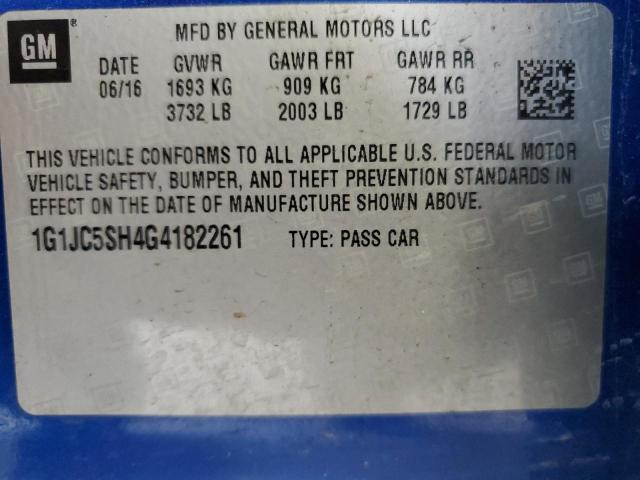 Photo 11 VIN: 1G1JC5SH4G4182261 - CHEVROLET SONIC 