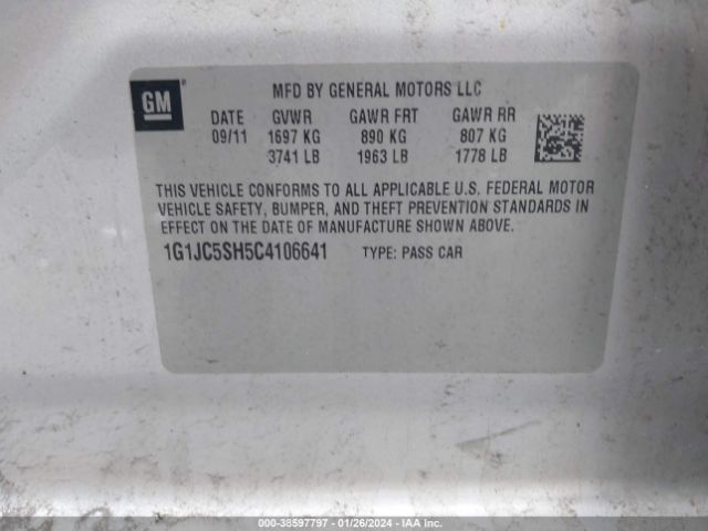 Photo 8 VIN: 1G1JC5SH5C4106641 - CHEVROLET SONIC 