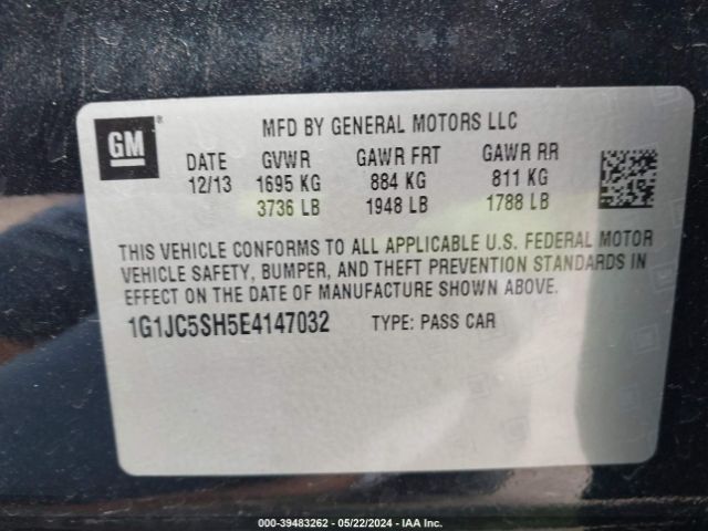 Photo 8 VIN: 1G1JC5SH5E4147032 - CHEVROLET SONIC 