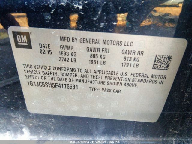 Photo 8 VIN: 1G1JC5SH5F4176631 - CHEVROLET SONIC 