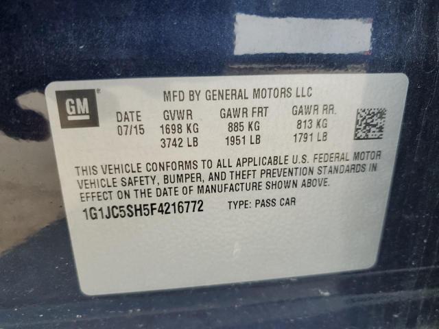 Photo 12 VIN: 1G1JC5SH5F4216772 - CHEVROLET SONIC 