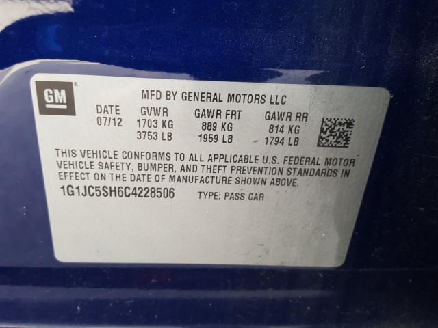 Photo 9 VIN: 1G1JC5SH6C4228506 - CHEVROLET SONIC LT 