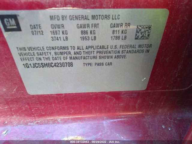 Photo 8 VIN: 1G1JC5SH6C4230708 - CHEVROLET SONIC 