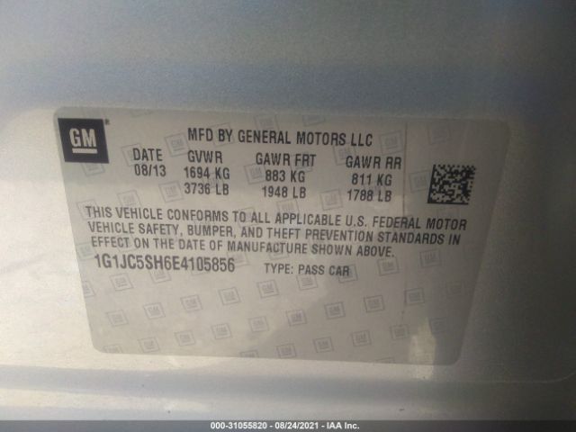 Photo 8 VIN: 1G1JC5SH6E4105856 - CHEVROLET SONIC 