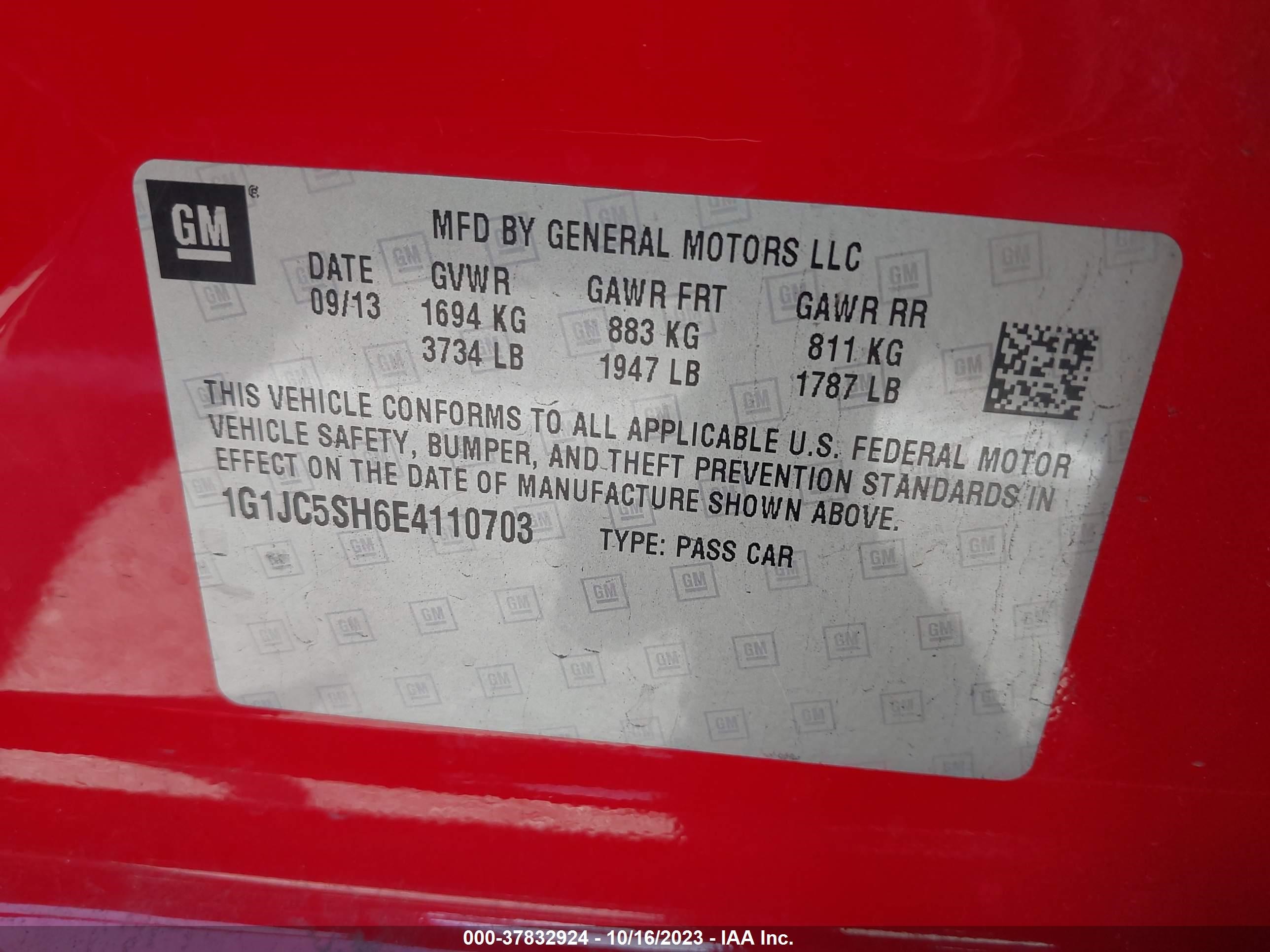 Photo 8 VIN: 1G1JC5SH6E4110703 - CHEVROLET SONIC 