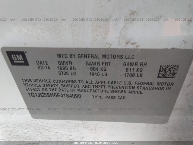 Photo 8 VIN: 1G1JC5SH6E4184090 - CHEVROLET SONIC 