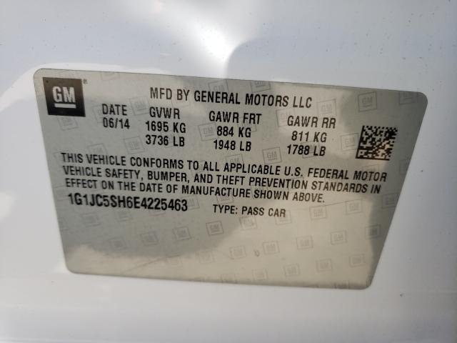 Photo 9 VIN: 1G1JC5SH6E4225463 - CHEVROLET SONIC LT 