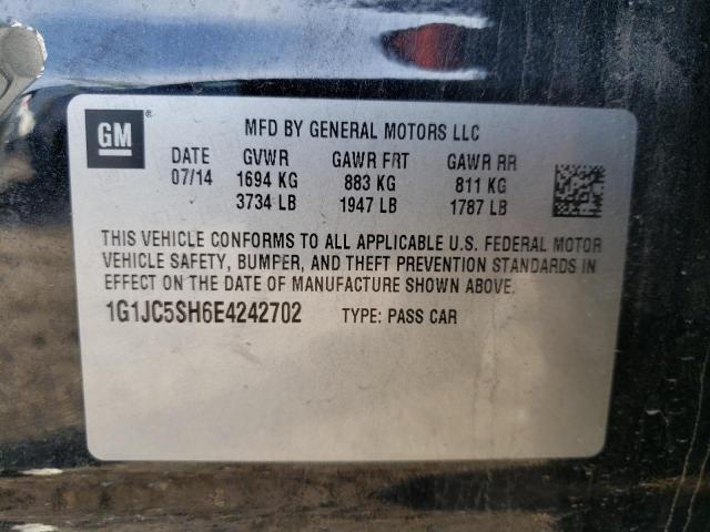 Photo 11 VIN: 1G1JC5SH6E4242702 - CHEVROLET SONIC LT 