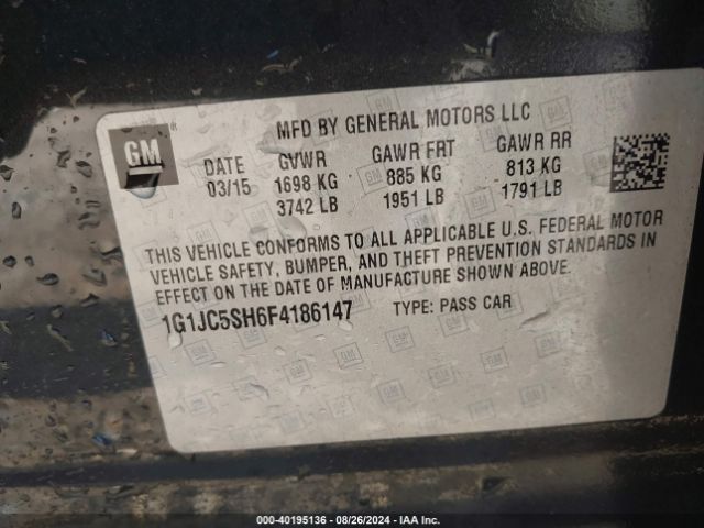 Photo 8 VIN: 1G1JC5SH6F4186147 - CHEVROLET SONIC 