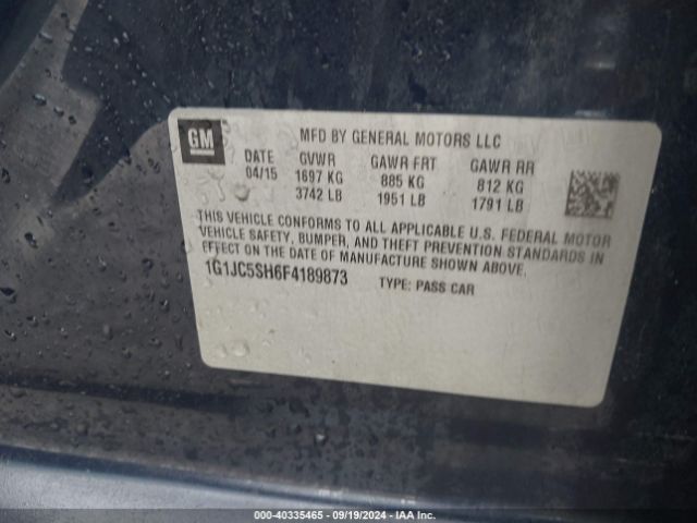 Photo 8 VIN: 1G1JC5SH6F4189873 - CHEVROLET SONIC 