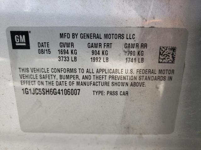 Photo 9 VIN: 1G1JC5SH6G4106007 - CHEVROLET SONIC LT 