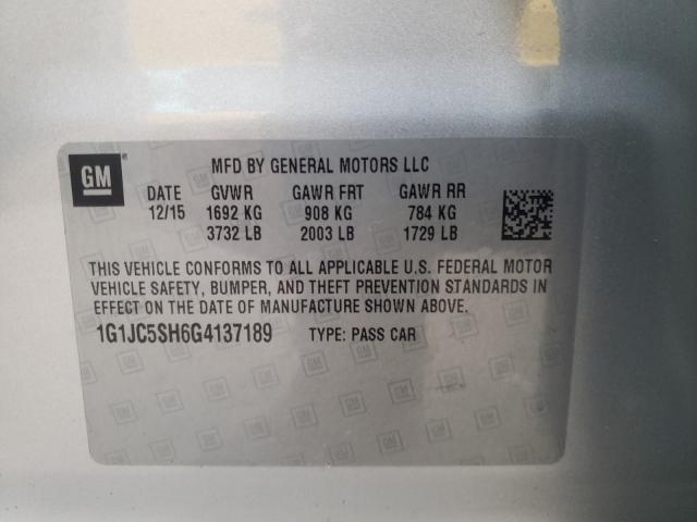 Photo 9 VIN: 1G1JC5SH6G4137189 - CHEVROLET SONIC LT 