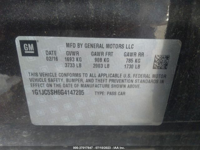 Photo 8 VIN: 1G1JC5SH6G4147205 - CHEVROLET SONIC 