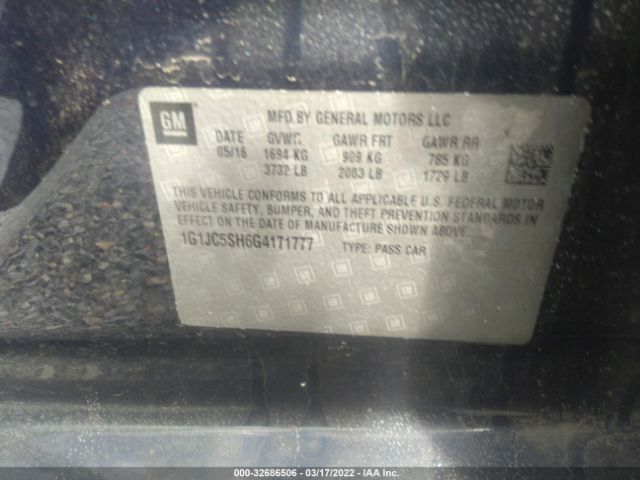 Photo 8 VIN: 1G1JC5SH6G4171777 - CHEVROLET SONIC 